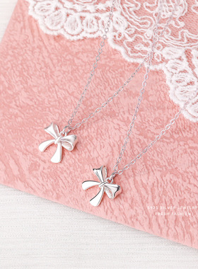 白月光｜晚风磨砂蝴蝶结项链S925纯银高级感锁骨吊坠女友闺蜜礼物
