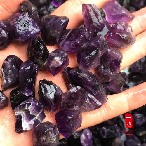 天然紫水晶原石碎石宝石毛料消磁净化香薰扩香石鱼缸石花盆装饰品 - 图0