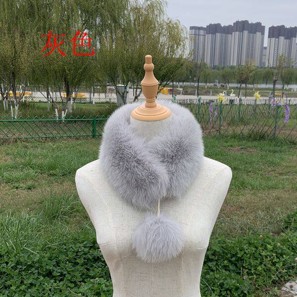 新款狐狸毛围巾围脖女百搭冬季保暖皮草围巾毛球磁扣真毛毛领子