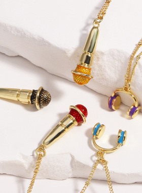 个性铸造麦克风吊坠朋克嘻哈潮人