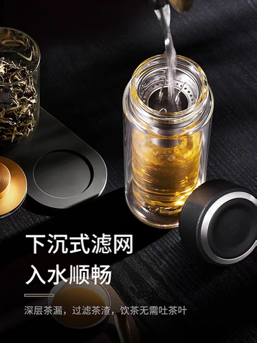 万象高端便携水杯双层玻璃杯耐热防爆耐高温泡茶水分离V19V21V20L - 图1