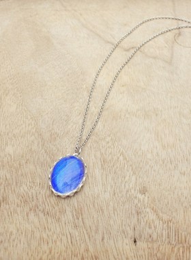 原创蓝闪蝴蝶翅膀森林系女生标本