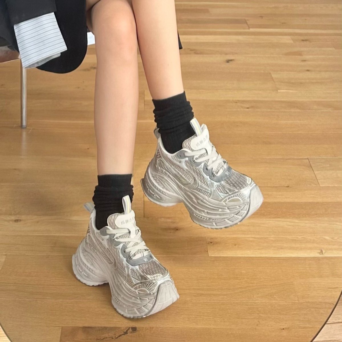 做旧擦色老爹鞋女款2024秋季走秀新款增高超厚底小个子休闲运动鞋,淘宝优惠券,粉丝福利购,淘宝优惠卷