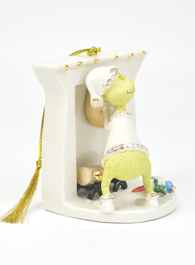 Cershar lenox格林奇圣诞怪杰绿毛怪陶瓷儿童房装饰摆件节日礼物