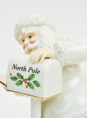 Cershar Lenox老款圣诞老人与圣诞邮箱陶瓷工艺装饰摆件节日礼物