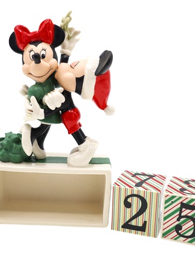 Cershar lenox 米奇与米妮陶瓷圣诞节倒计时装饰爱情摆件礼物