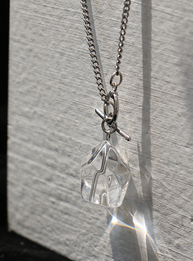 原创天然白水晶原石不规则项链