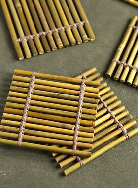 原色小竹排不掉色烤肉垫装饰长竹排隔热垫茶杯垫竹制壶垫海鲜托