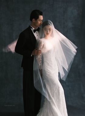 新娘结婚头纱长款简约素纱硬纱摄影拍照造型样片头饰高级感氛围感