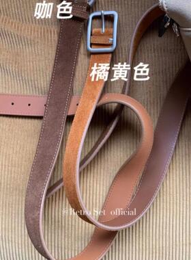 女百搭银扣麂皮金属复古简约质感