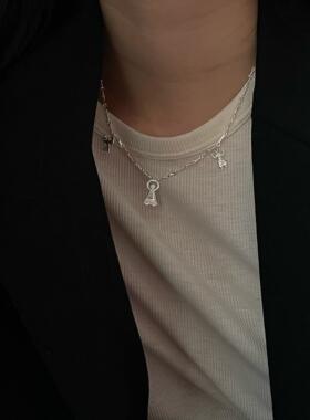 定制胡椒盐小众设计手工质感高级感趣味925纯银假日项链锁骨链