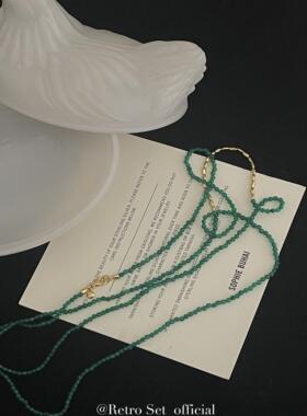 Monica银绿玛瑙女叠戴项链