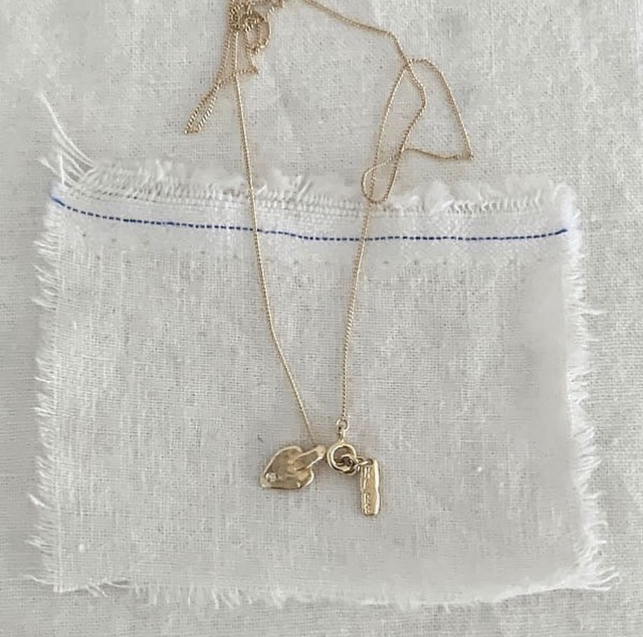 韩系小众设计mars25手工925纯银镀18k金桃心小钻项链女锁骨叠戴 - 图1