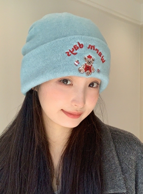 日系新款秋冬保暖套头针织帽女