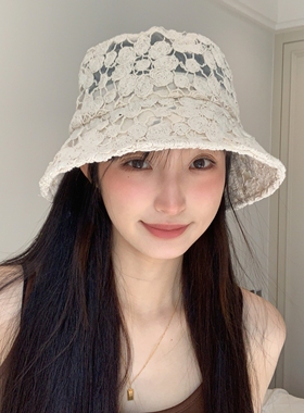 早春新款网纱透气气质渔夫帽女