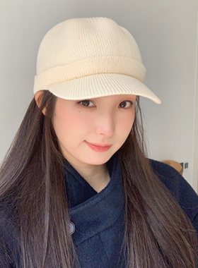 韩系气质秋冬保暖针织鸭舌帽女
