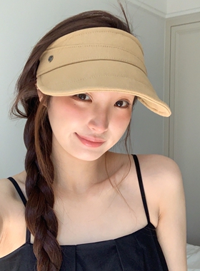 日系棉麻大檐户外空顶防晒帽女