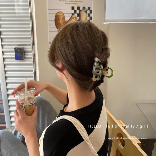 周扬青同款ins豹纹抓夹小众设计高级感后脑勺鲨鱼夹发卡发饰女 - 图0