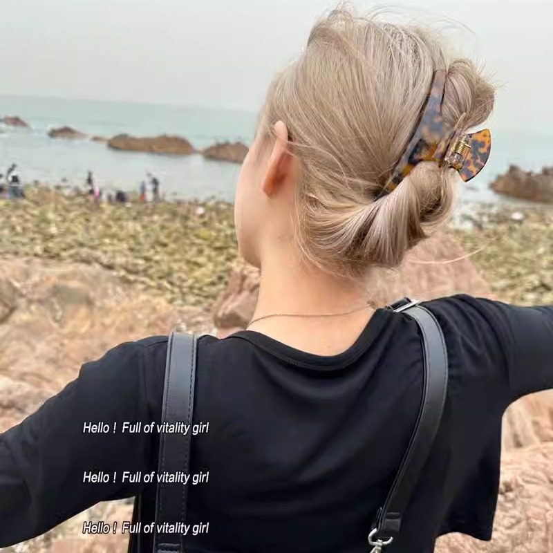 一起去海边看日出吧~韩系简约百搭醋酸抓夹盘发鲨鱼夹发饰女ins