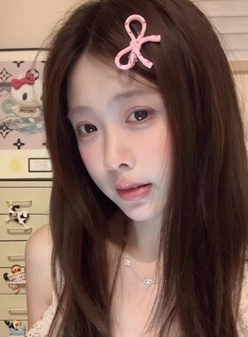 韩系简约波点粉色蝴蝶结鸭嘴夹