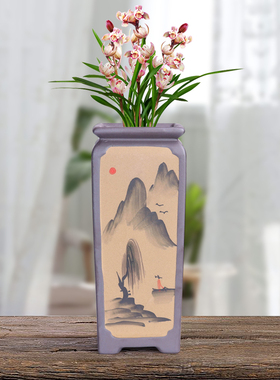 简约紫砂花盆陶瓷紫砂