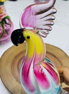 淄博高端手工琉璃彩虹鹦鹉摆件