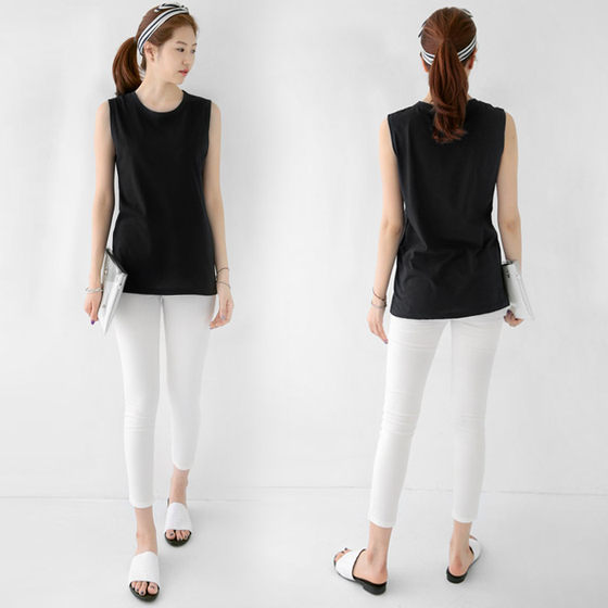 Pure cotton loose sleeveless vest bottoming shirt outer top