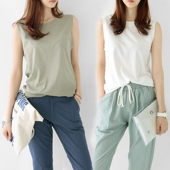 Pure cotton loose sleeveless vest bottoming shirt outer top