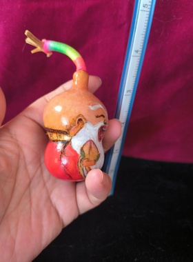 手工绘画葫芦烙画寿仙老寓意吉祥富贵可手握把件可摆设送生日礼物