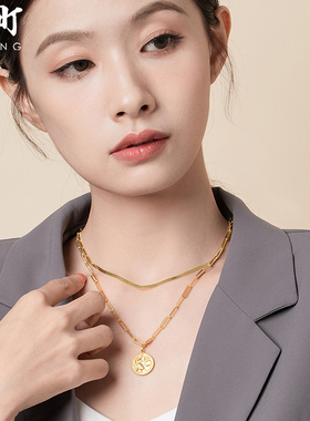 金町古希腊美杜莎浮雕钱币项链女纯银复古金币硬币秋冬毛衣链配饰