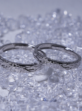 正品冰川情侣对戒999足银戒指