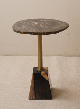 轻奢样板房售楼处硅化木边几摆件