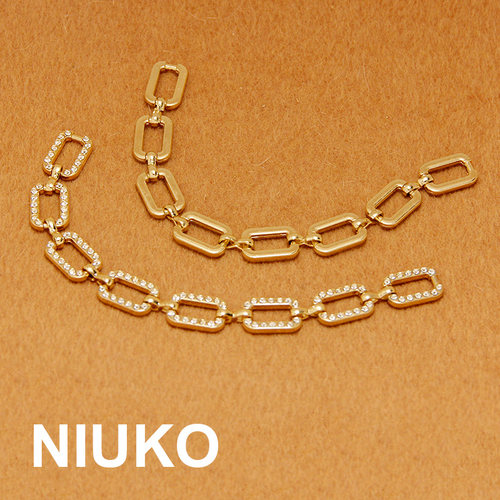 NIUKO 超长闪钻时尚金属链条加长服装辅料水钻配饰品箱包链子扣圈 - 图0