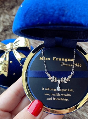 月桂花枝繁花莫桑钻纯银礼物项链