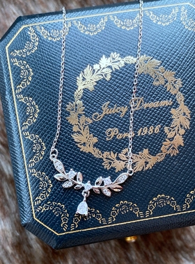 法国轻奢纯银月桂花枝项链