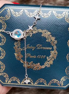 法国轻奢流星星球月光石纯银项链