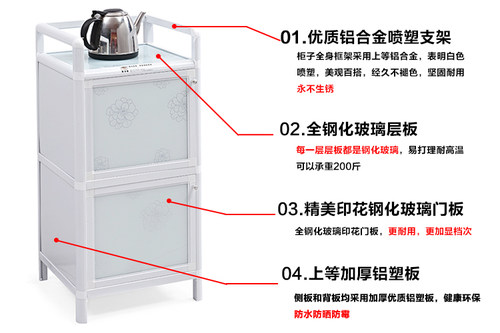 包邮简易铝合金小碗柜餐边柜厨房阳台储物柜卫生间收纳柜加厚柜子 - 图0