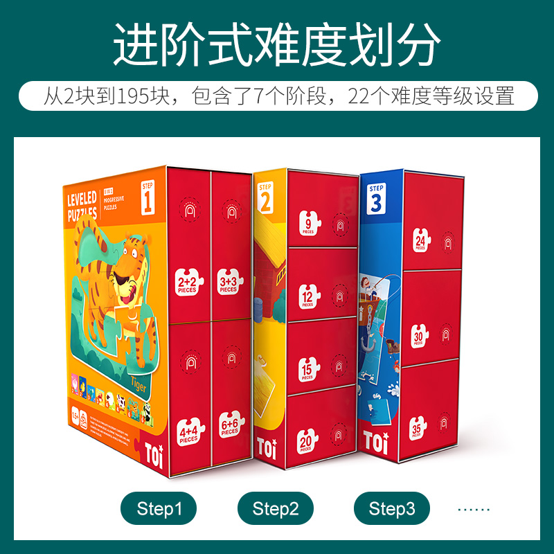 TOI图益儿童进阶拼图游戏阶梯阶段TOl益智leveledpuzzles tio纸质-图1