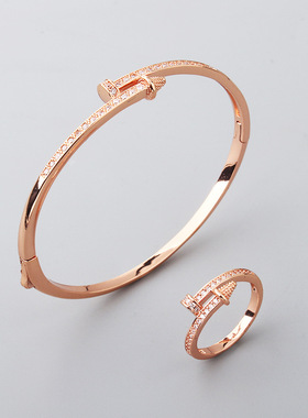 欧美微镶锆石钉子女士手镯