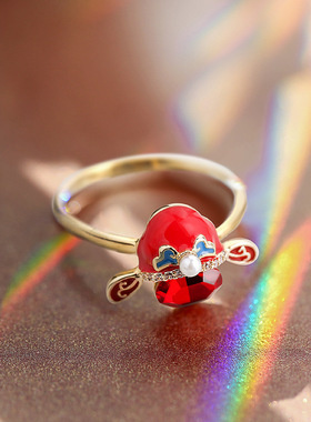 国风复古食指指环男女情侣款高级感国风戏曲京剧脸谱刀马旦戒指女