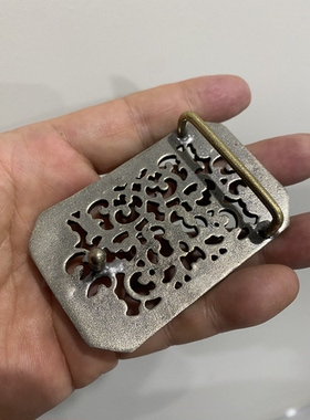 白铜镂空古典纹饰皮带扣头结实耐用手工制作3.8牛皮腰带厚度5毫米