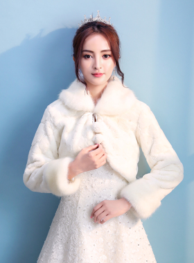 新娘长袖礼服结婚大码加厚毛披肩