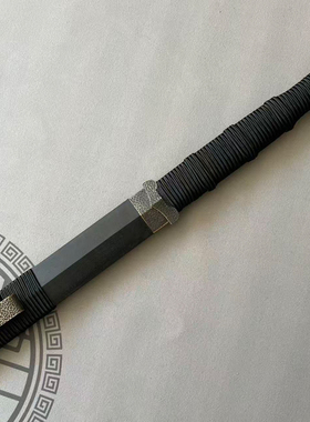 一体龙骨铜装乌木百炼花纹钢汉剑古风素装秦王剑工艺品摆件未开刃