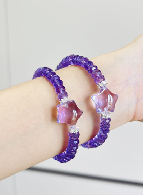 天然紫水晶星星手串清新简约盘切随行女款生日礼物精致夏日手链