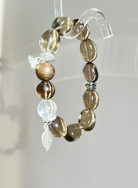 天然茶晶枣珠随行手链女款单圈简约风格饰品礼物送女友闺蜜