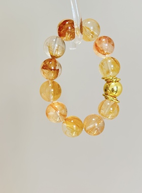 天然黄胶花水晶手串卡16女款招财转运珠感轻奢手串送女友礼物