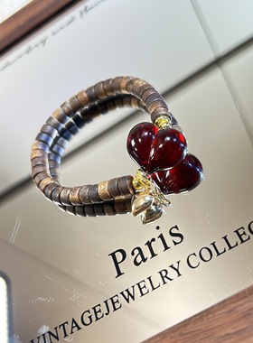 白棋楠沉香血珀屁桃手串女款小众设计感新中式国风文艺复古