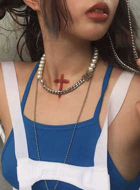 贝壳珍珠流风潮酷刘忻同款项链圈