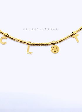 字母拼接钛钢嘻哈风蹦迪百搭项链