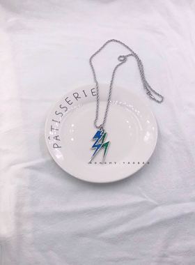 王一博同款双蓝绿闪电滴油项链